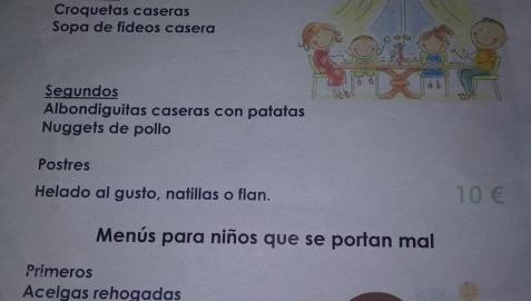 Un menú infantil de Segovia para