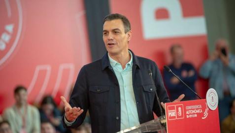 El presidente del Gobierno, Pedro Sánchez, interviene en el acto de clausura de la Conferencia Autonómica del PSOE de Extremadura.