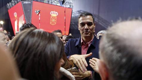 El presidente del Gobierno y candidato del PSOE, Pedro Sánchez , ha participado en un acto político que los socialistas navarros han celebrado esta tarde en el Navarra Arena, en Pamplona