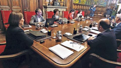 El Gobierno de Navarra, reunido en una de sus sesiones semanales, el pasado enero.