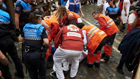 Cruz Roja realiza 63 atenciones tras el primer encierro de los Sanfermines