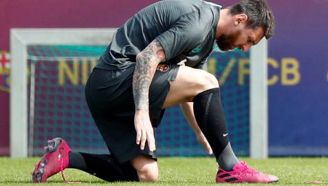 Messi, en el entrenamiento del Barcelona.