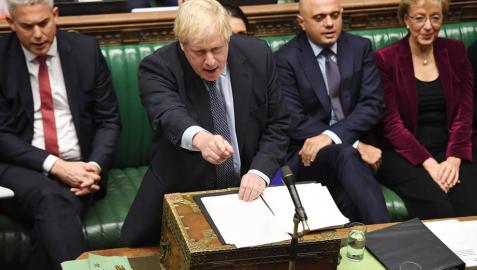 El primer ministro británico, Boris Johnson, durante el debate en el Parlamento de Reino Unido. El primer ministro británico, Boris Johnson, durante el debate en el Parlamento de Reino Unido.