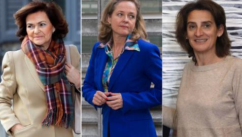 Carmen Calvo, Nadia Calviño y Teresa Ribera.