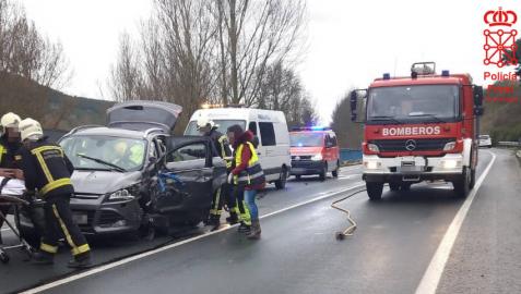 Un herido en un accidente de tráfico en la N-121-A en Sorauren