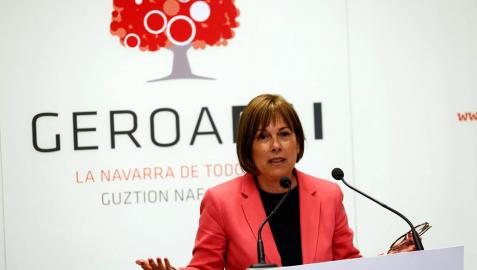 Uxue Barkos, en la sede de Geroa Bai.