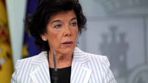 La ministra Portavoz Isabel Celaá, durante la rueda de prensa celebrada en el Palacio de la Moncloa tras el Consejo de Ministros.