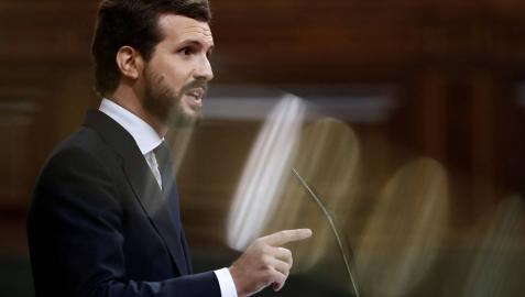 Pablo Casado, en la tribuna del Congreso de los Diputados. Pablo Casado, en la tribuna del Congreso de los Diputados.