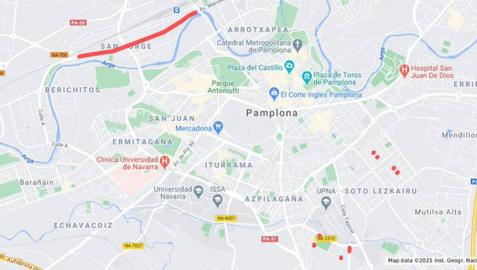 Estos son los cortes de tráfico de este jueves en Pamplona