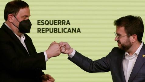 Junqueras y Aragonés, tras conocer el resultado electoral.