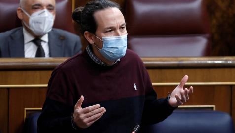 El vicepresidente segundo del Gobierno, Pablo Iglesias durante la sesión de control al Gobierno este miércoles en el Congreso.