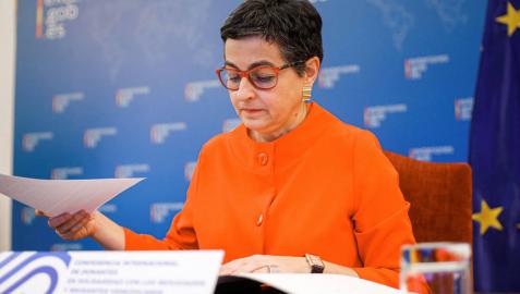 La ministra de Asuntos Exteriores, Arancha González Laya, en una conferencia internacional de solidaridad con los refugiados La ministra de Asuntos Exteriores, Arancha González Laya, en una conferencia internacional de solidaridad con los refugiados