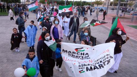 Comienzo de la 'Marcha por la Libertad del Pueblo Saharaui', este viernes en Berriozar.