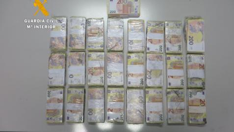 Billetes falsos encontrados en los aseos del polígono Los Montalvos de Salamanca.