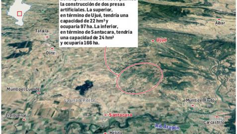 Zona aproximada donde se plantea la construcción de dos presas artificiales.