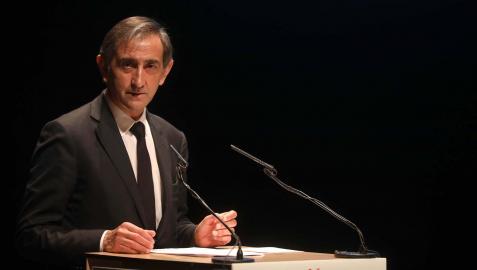 Emilio Sáenz Grijalba, el pasado 7 de junio durante su última intervención pública en un foro sobre la Industria Navarra organizado por UGT