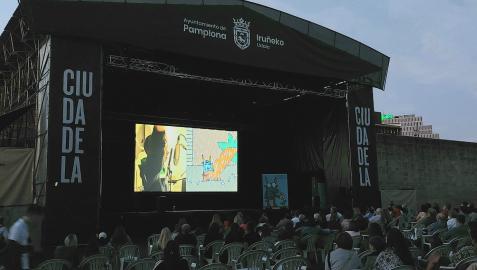 Escenario de la Ciudadela donde se proyectó el cortometraje 'Bulit', de Mikel Urmeneta