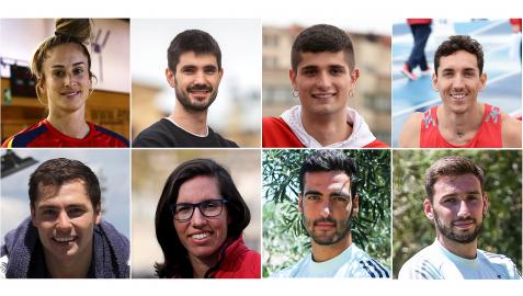 En la fila superior, Nerea Pena, Eduardo Gurbindo, Asier Matrínez y Sergio Fernándes. Debajo, Alberto Munárriz, Carlota Ciganda, Mikel Merino y Jon Moncayola