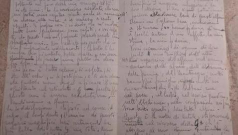 Imagen de la carta del soldado italiano publicada en el periódico La Stampa.
