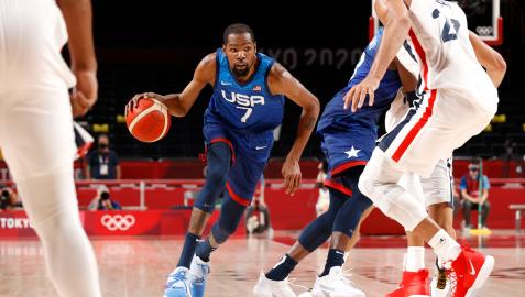 Kevin Durant en la derrota de Estados Unidos ante Francia