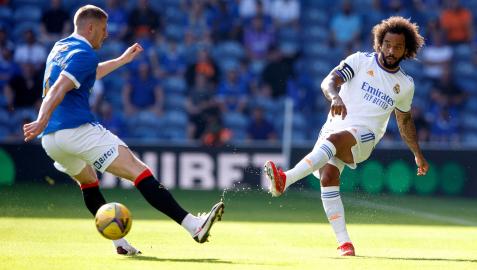 Marcelo en el amistoso ante el Rangers