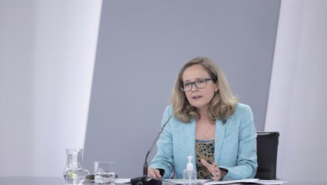 Nadia Calviño, durante la comparecencia tras el Consejo de Ministros