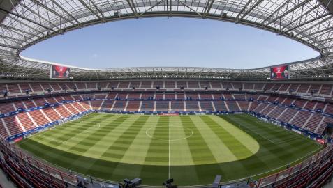 Interior del estadio El Sadar, casa del CA Osasuna