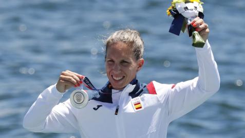 Teresa Portela, feliz con su medalla de plata