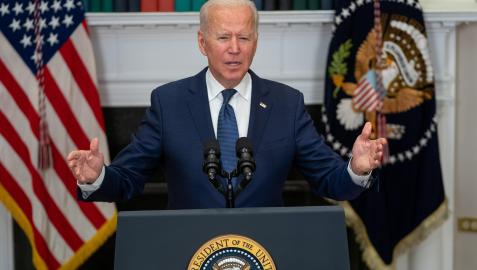 El presidente estadounidense, Joe Biden, en la comparecencia ante los medios desde la Casa Blanca.