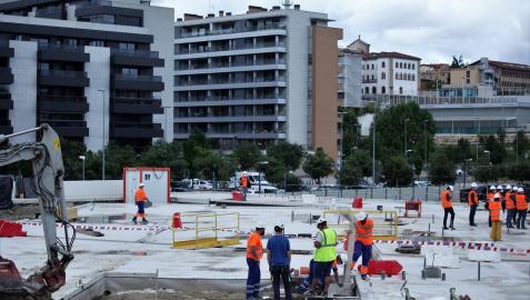 Obras del nuevo colegio de infantil en el barrio de Lezkairu de Pamplona