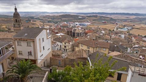 Vista general de Arróniz. Al fondo se ubicará el nuevo polígono industrial en fase de urbanización