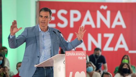 El presidente del Gobierno, Pedro Sánchez, pronuncia un discurso durante un acto del PSOE celebrado en Jaén
