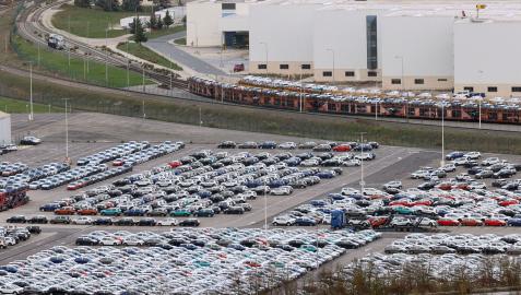 Imagen exterior de la factoría de Volkswagen Navarra, en Landaben