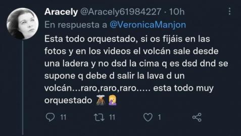 Uno de los tweets de los que dicen que la erupción del volcán de La Palma es falsa.