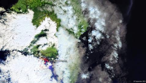 El nuevo volcán de La Palma visto desde la misión Copernicus Sentinel-2