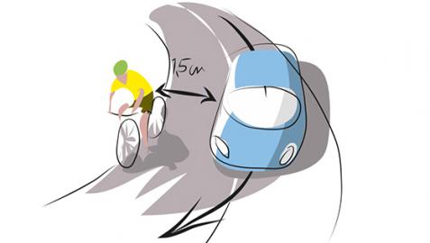 Ilustración de la DGT con un adelantamiento a un ciclista