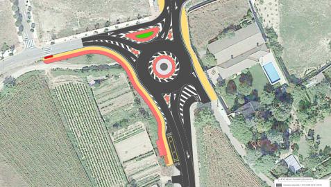 Plano del proyecto de construcción de la rotonda y una nueva parada de autobús en Murchante