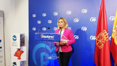 La senadora del PPN Amelia Salanueva, durante su comparecencia ante los medios
EUROPA PRESS
09/10/2021