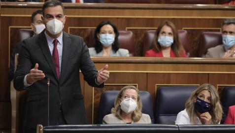 El presidente del Gobierno, Pedro Sánchez, interviene en la sesión de control al Gobierno en el Congreso de los Diputados
