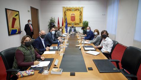 Los portavoces durante la Mesa del Parlamento de Navarra de este miércoles, 13 de octubre