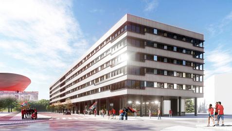 Recreación de cómo será la residencia de Arrosadía, junto al Sadar