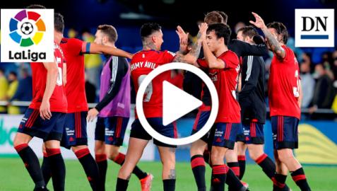 Los jugadores de Osasuna celebran el triunfo en Villarreal