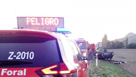 Uno de los accidentes atendidos por Policía Foral durante el fin de semana