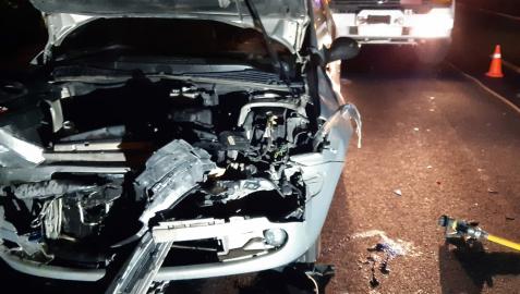Estado en el que ha quedado uno de los tres vehículos implicados en el accidente en la AP-15