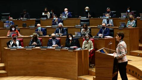Chivite, durante el Debate del Estado de Navarra