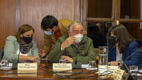 Ediles de Navarra Suma, antes del inicio del pleno de ayer en Estella