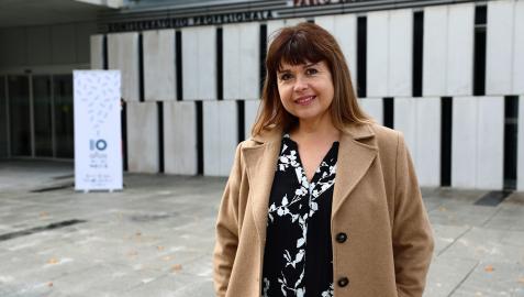 Mercedes Gorría, el pasado jueves en la explanada de la Ciudad de la Música