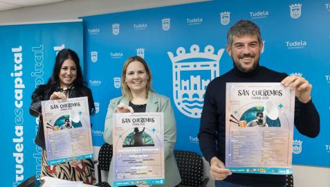 Verónica Gormedino, Erika Navarro e Iñaki Arriazu, en el acto de presentación de los programas festivos