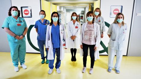 De izda a dcha: Lacarra, Rosa Orta, Mª Carmen Orta, González-Panisello, Sánchez, Rández y Pinilla
