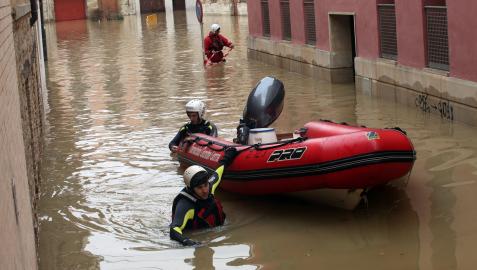 Imagen de la plaza San Francisco del Casco Antiguo de Tudela, anegada en la inundación de 2015 Imagen de la plaza San Francisco del Casco Antiguo de Tudela, anegada en la inundación de 2015